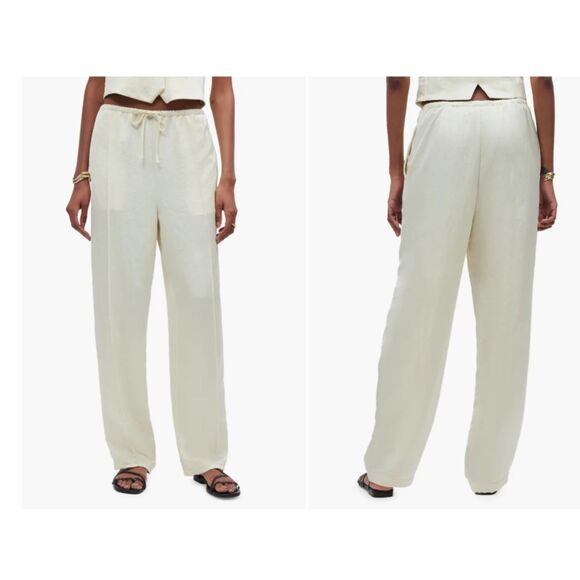 MADEWELL Pintuck Slim Pull-On Pants in "Cake Batter" SIZE MEDIUM - Picture 1 of 5